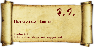 Horovicz Imre névjegykártya